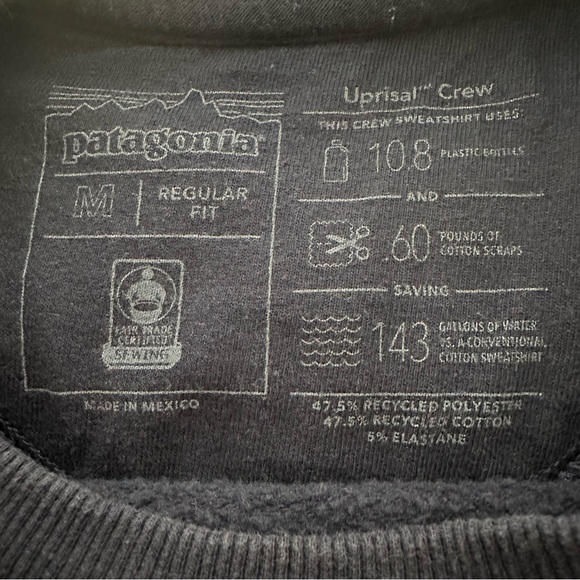 Patagonia Fitz Roy Icon Uprisal‎ Crew Sweatshirt Men's Medium Navy Blue Pullover - Picture 7 of 7